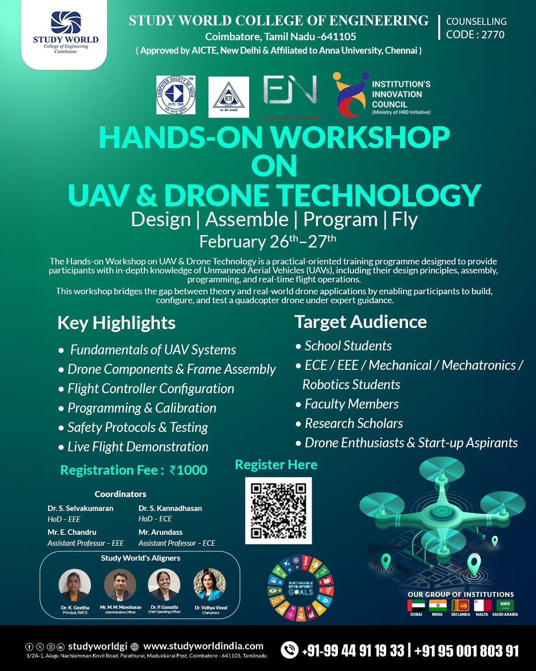 Hands on Workshop on Uav and Drone Technology 2026 Workshop Poster 